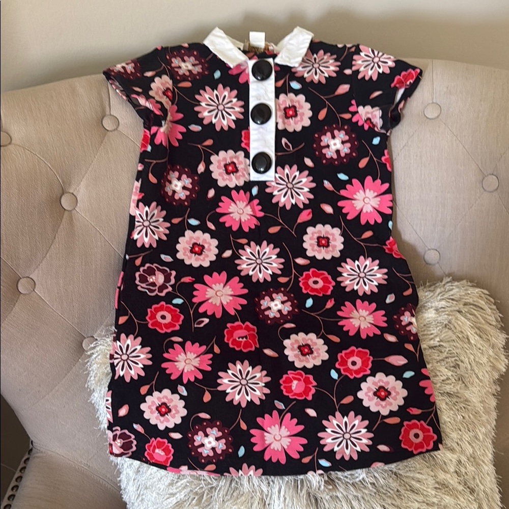 kate spade Black Floral Shift Dress with Pink and Red Blooms
